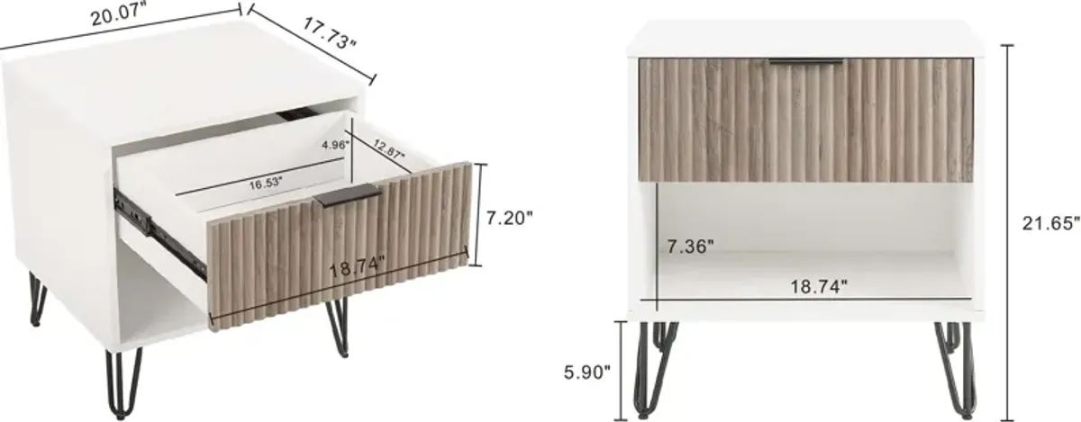 Sheridan 3-Drawer Dresser and Nightstand Set - White/Gray