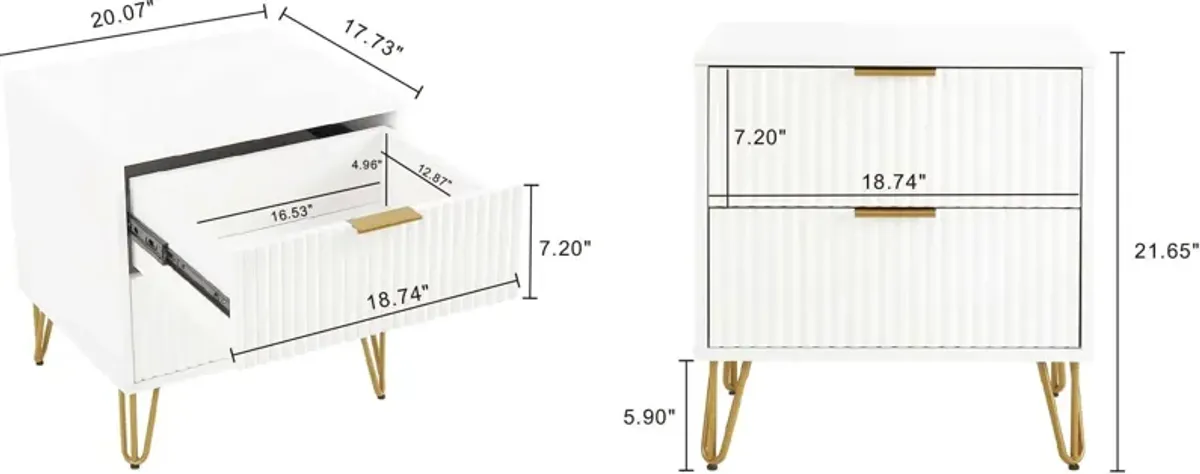 Sheridan 3-Drawer Dresser and 2-Drawer Nightstand Set - White