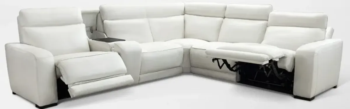 Summit Triple-Power 6-Piece Reclining Sectional with Immersive Sound and Console - Ice