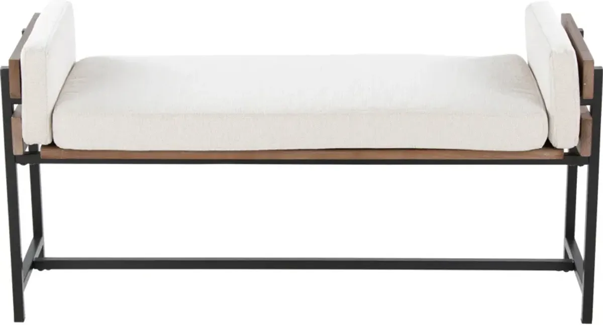 Kari Upholstered Bench - White/Brown