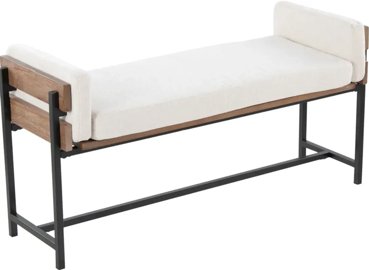 Kari Upholstered Bench - White/Brown