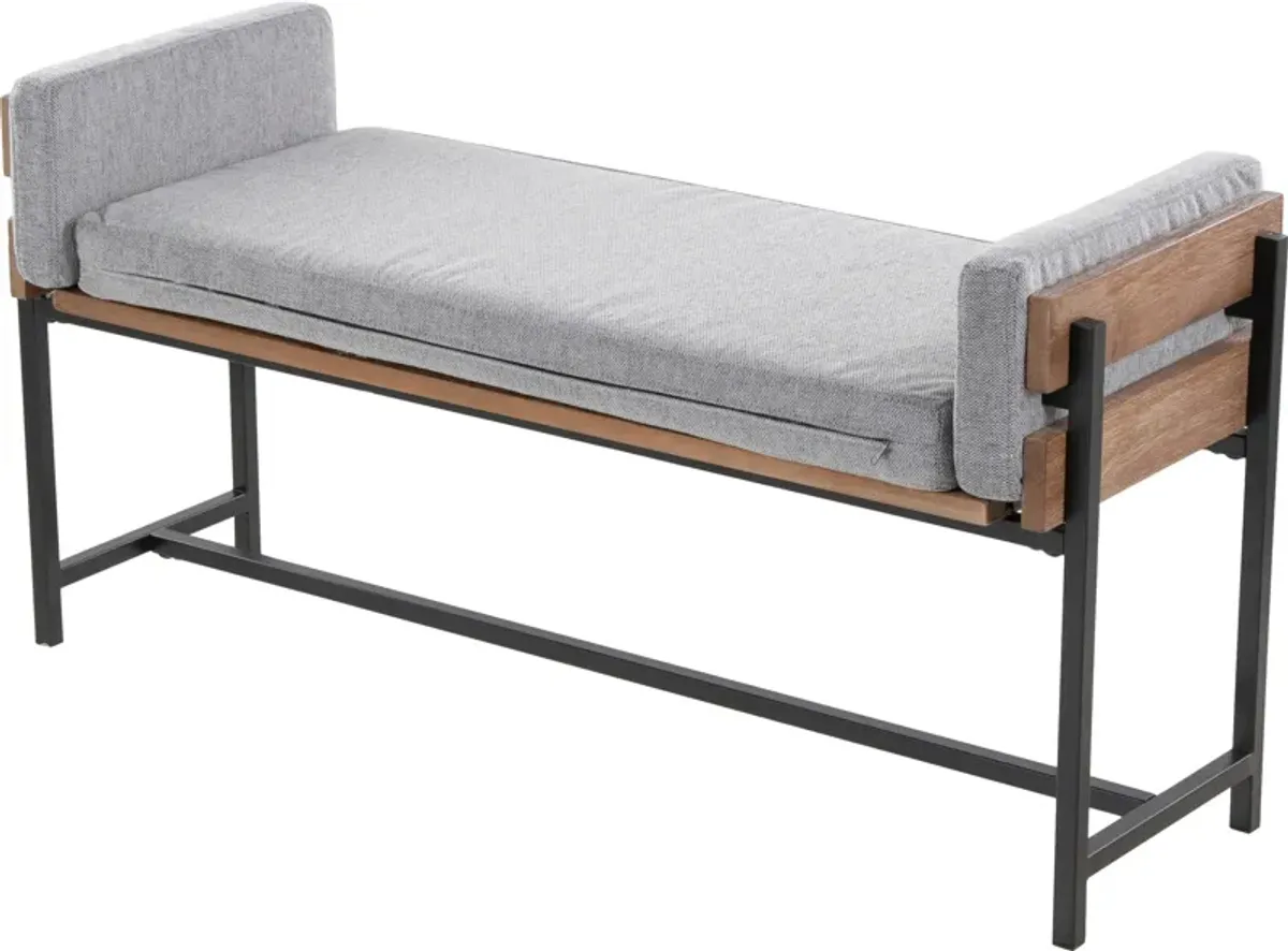 Kari Upholstered Bench - Light Gray/Brown