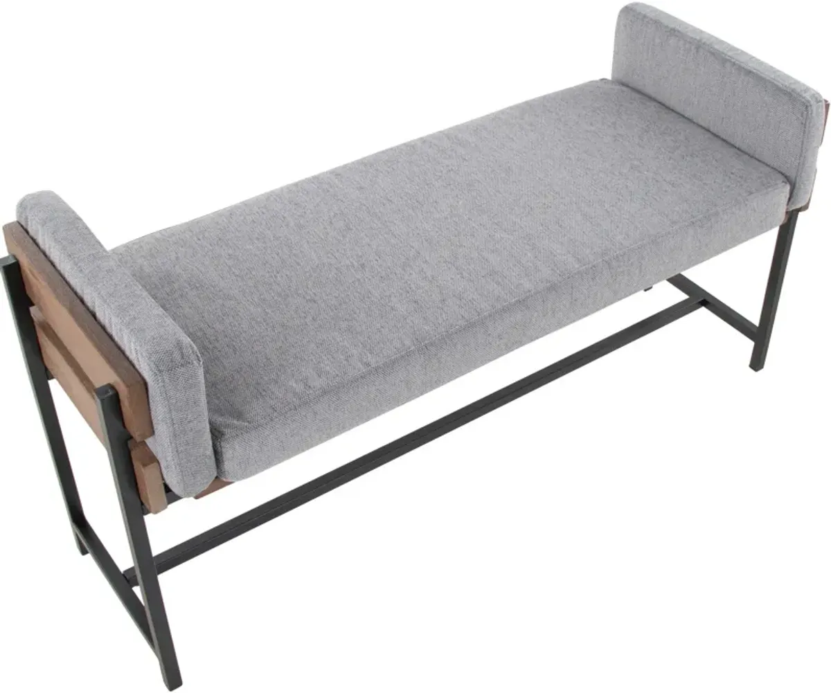 Kari Upholstered Bench - Light Gray/Brown