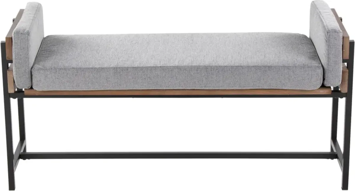 Kari Upholstered Bench - Light Gray/Brown