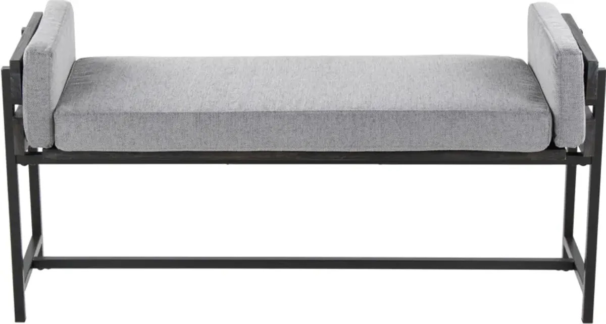 Kari Upholstered Bench - Light Gray/Gray