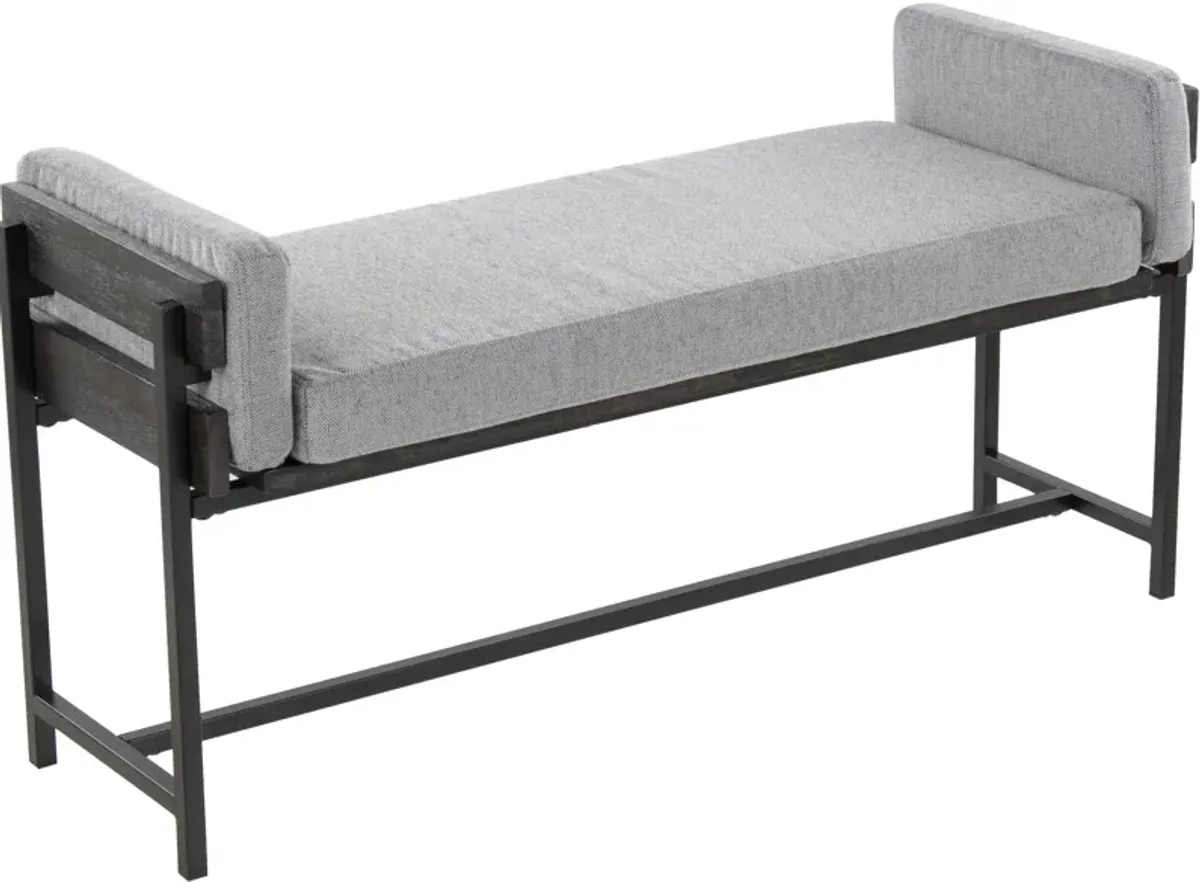 Kari Upholstered Bench - Light Gray/Gray