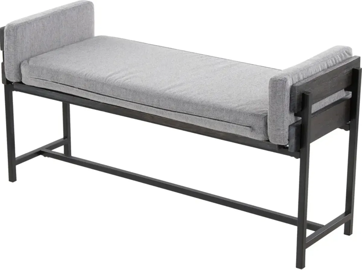 Kari Upholstered Bench - Light Gray/Gray