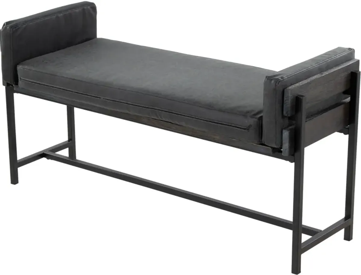 Kari Upholstered Bench - Black/Gray