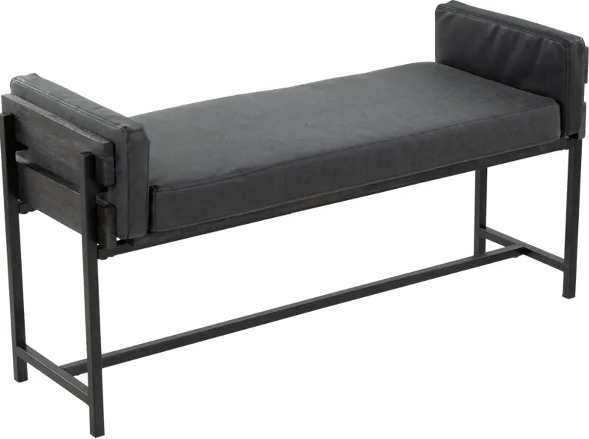 Kari Upholstered Bench - Black/Gray