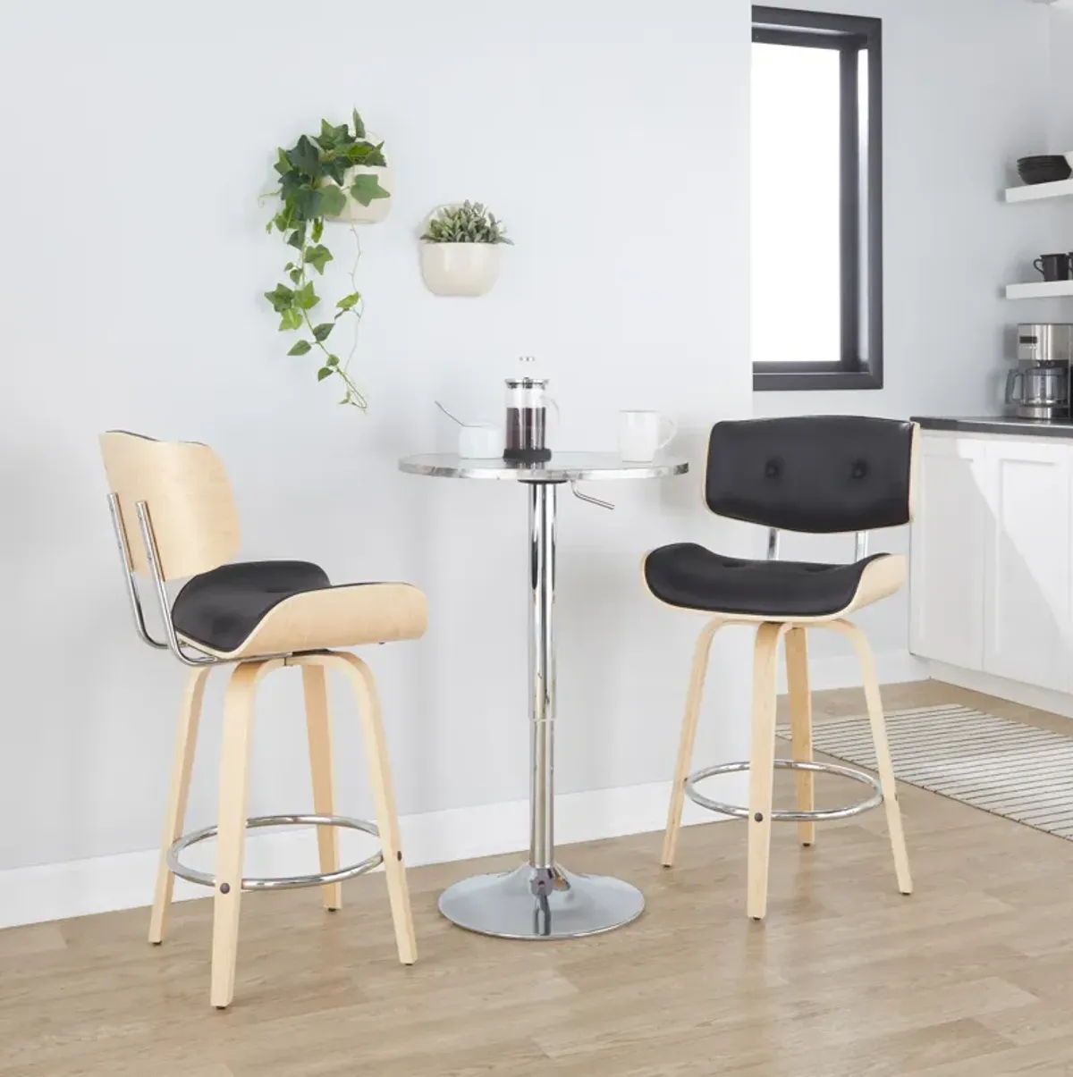 Blakely Set of 2 Counter-Height Swivel Stools - Black/Natural