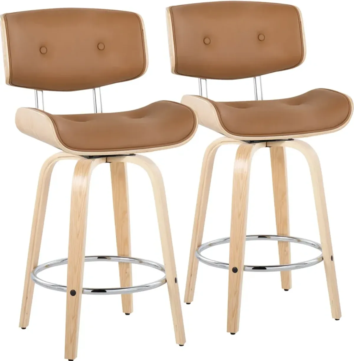 Blakely Set of 2 Counter-Height Swivel Stools - Brown/Natural