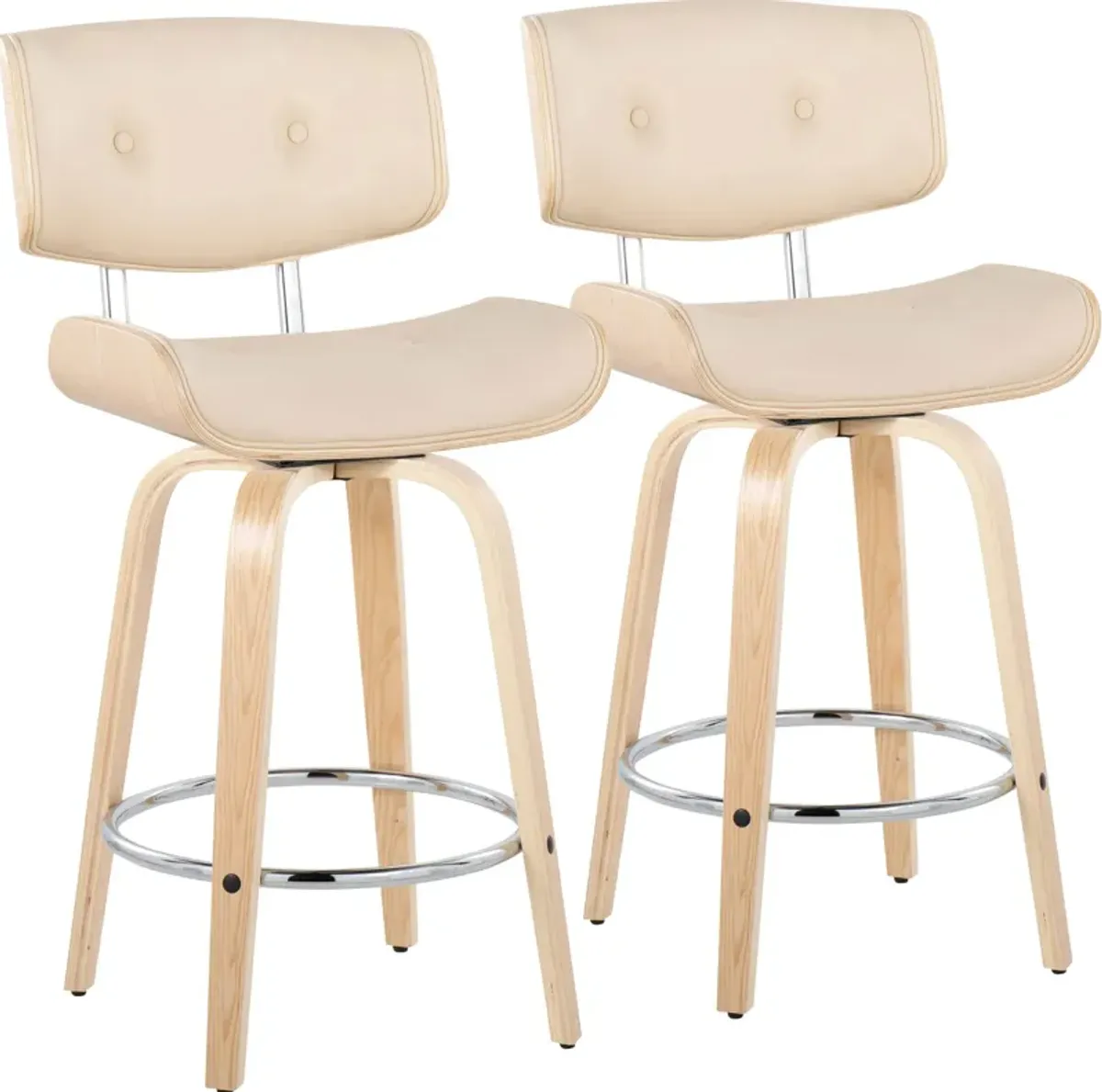 Blakely Set of 2 Counter-Height Swivel Stools - Cream/Natural