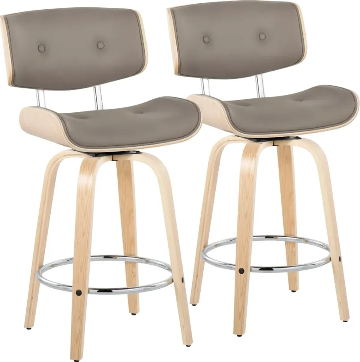 Blakely Set of 2 Counter-Height Swivel Stools - Gray/Natural