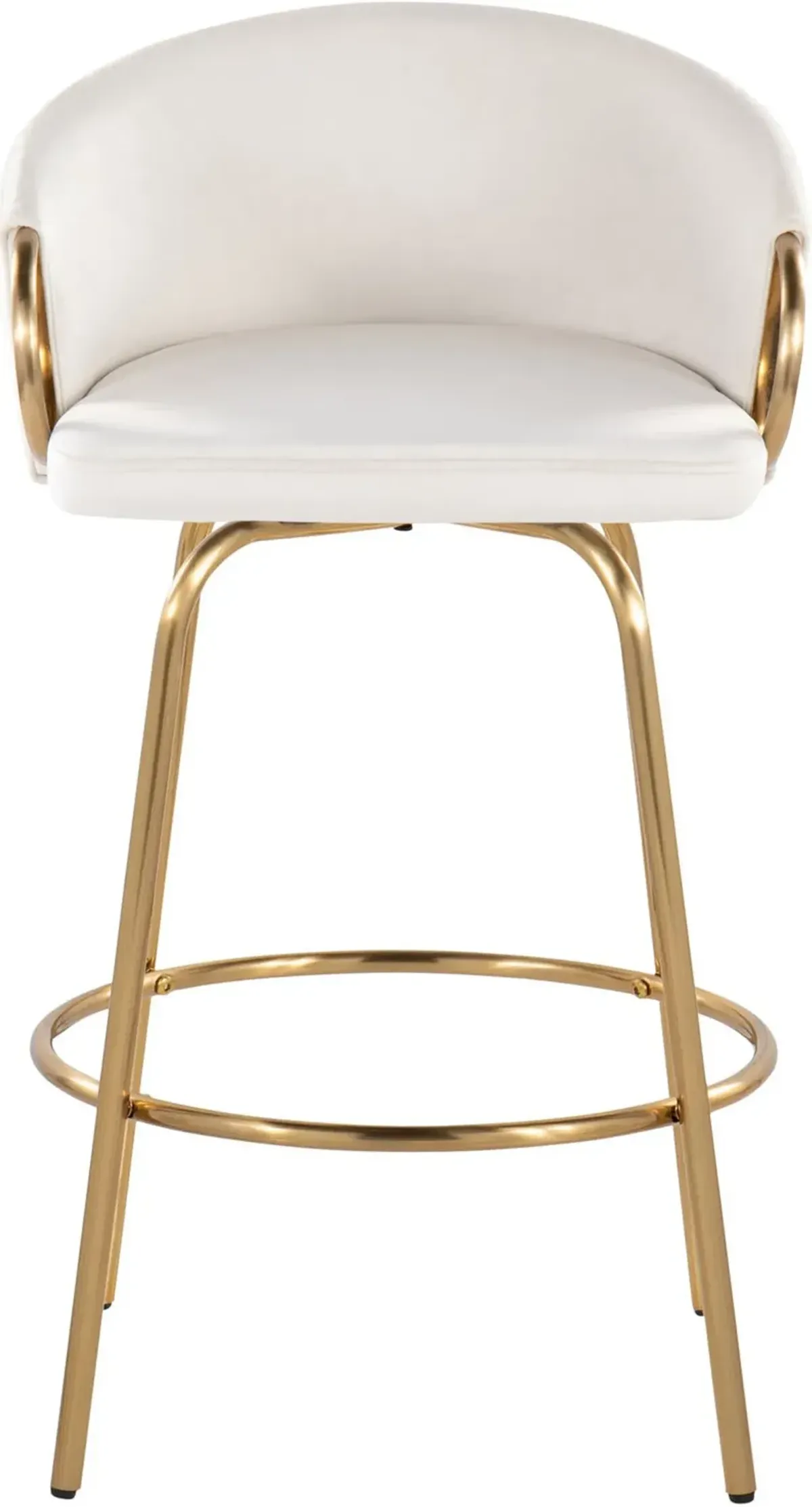 Eve Set of 2 Swivel Counter-Height Stools - Cream/Gold