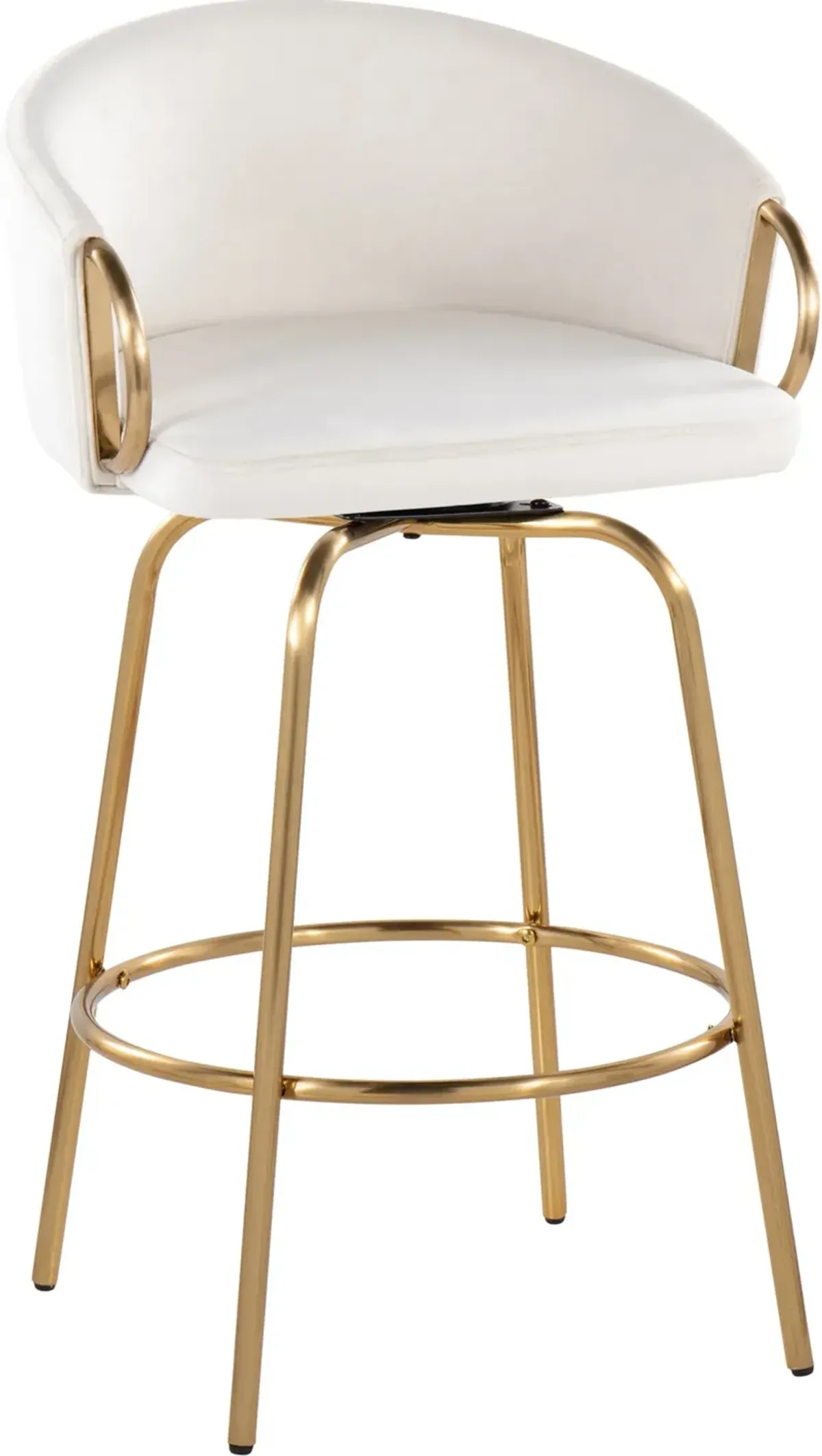 Eve Set of 2 Swivel Counter-Height Stools - Cream/Gold