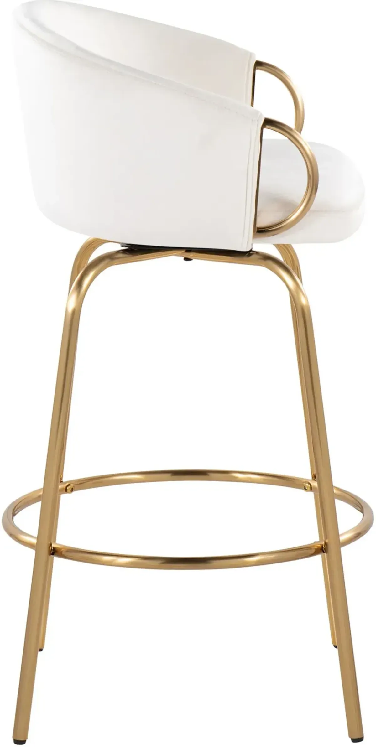 Eve Set of 2 Swivel Counter-Height Stools - Cream/Gold