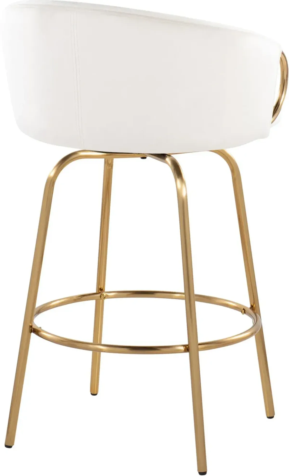 Eve Set of 2 Swivel Counter-Height Stools - Cream/Gold