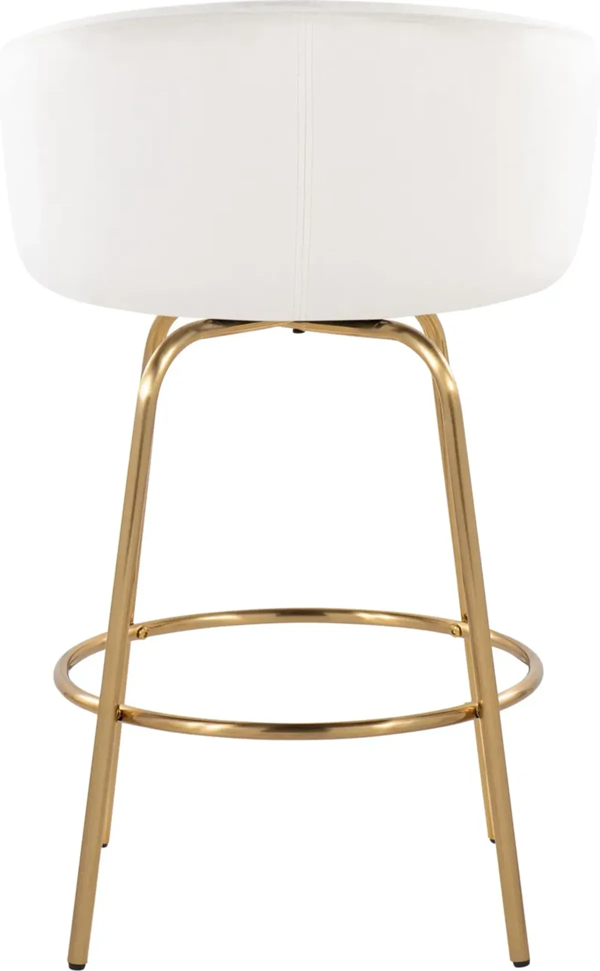 Eve Set of 2 Swivel Counter-Height Stools - Cream/Gold