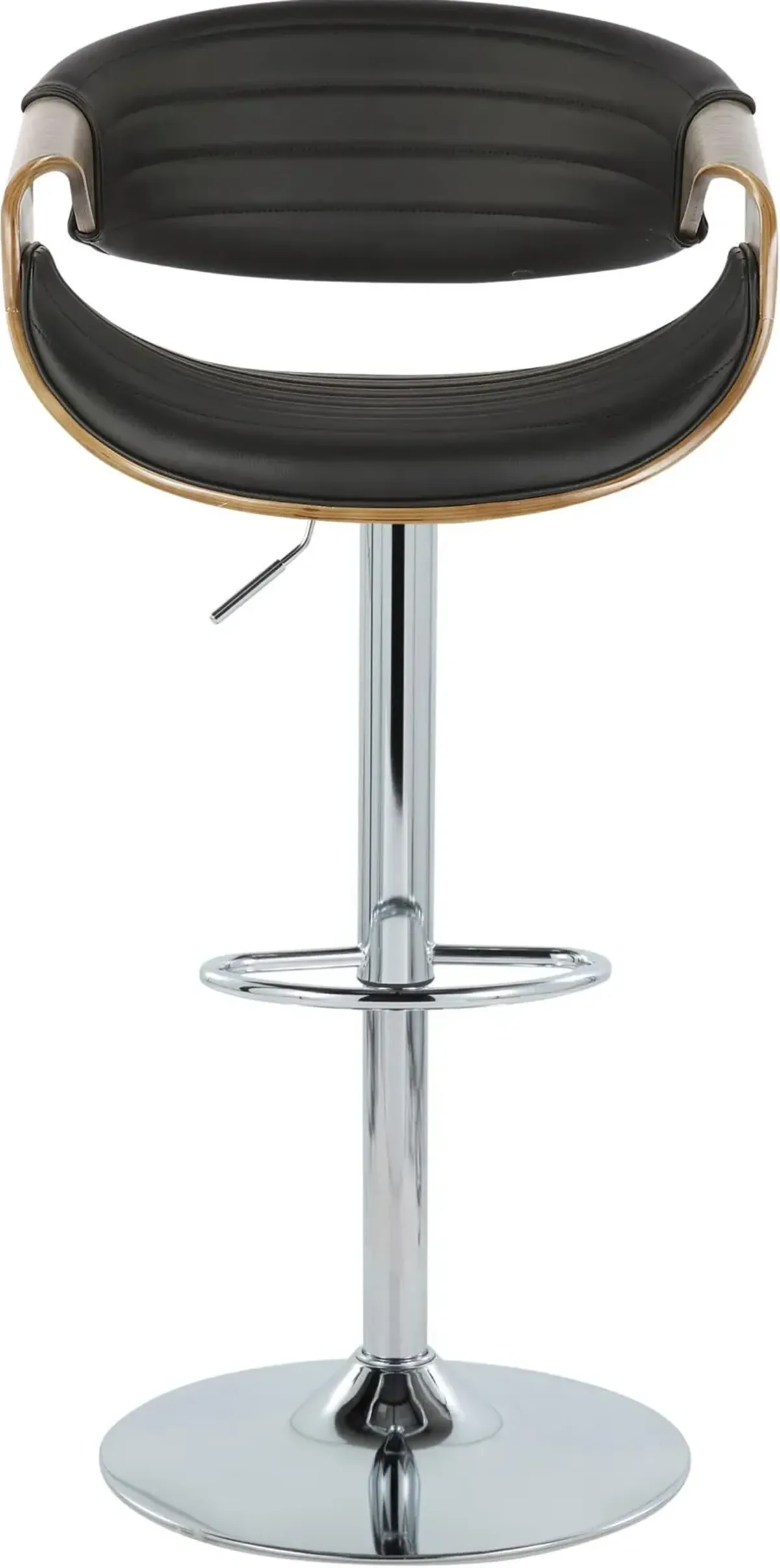 Leo Set of 2 Adjustable Swivel Bar Stools - Black Vegan Leather/Gray