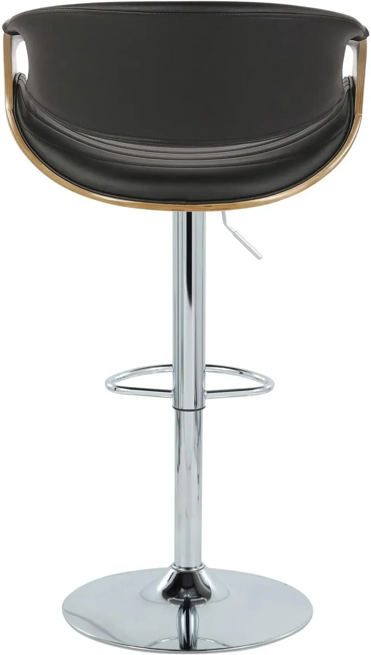 Leo Set of 2 Adjustable Swivel Bar Stools - Black Vegan Leather/Gray