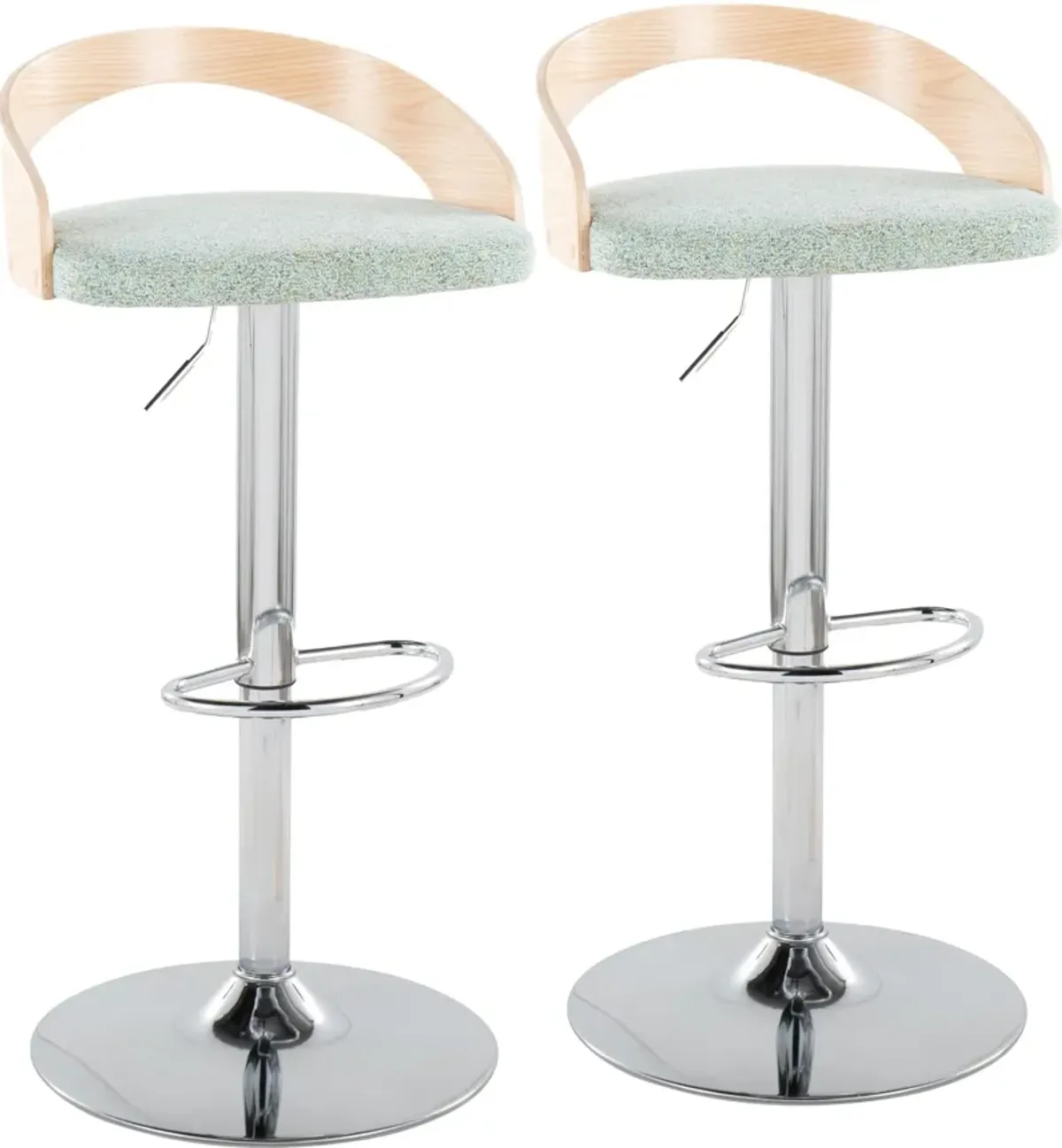 Cocina Set of 2 Adjustable Swivel Bar Stools - Green/Natural