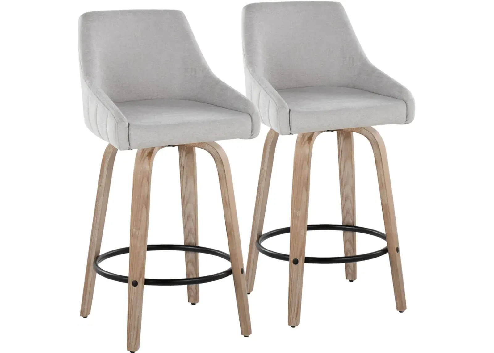 Neo Set of 2 Counter-Height Swivel Stools - Gray