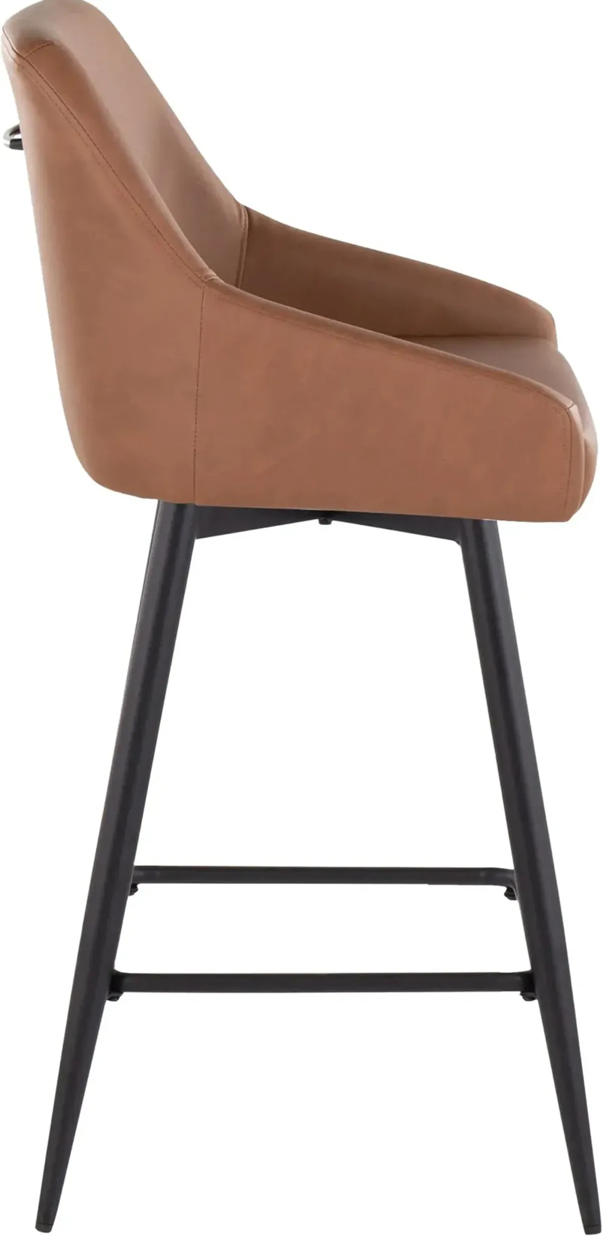 Neo Set of 2 Counter-Height Swivel Stools with Metal Base - Brown Vegan Leather