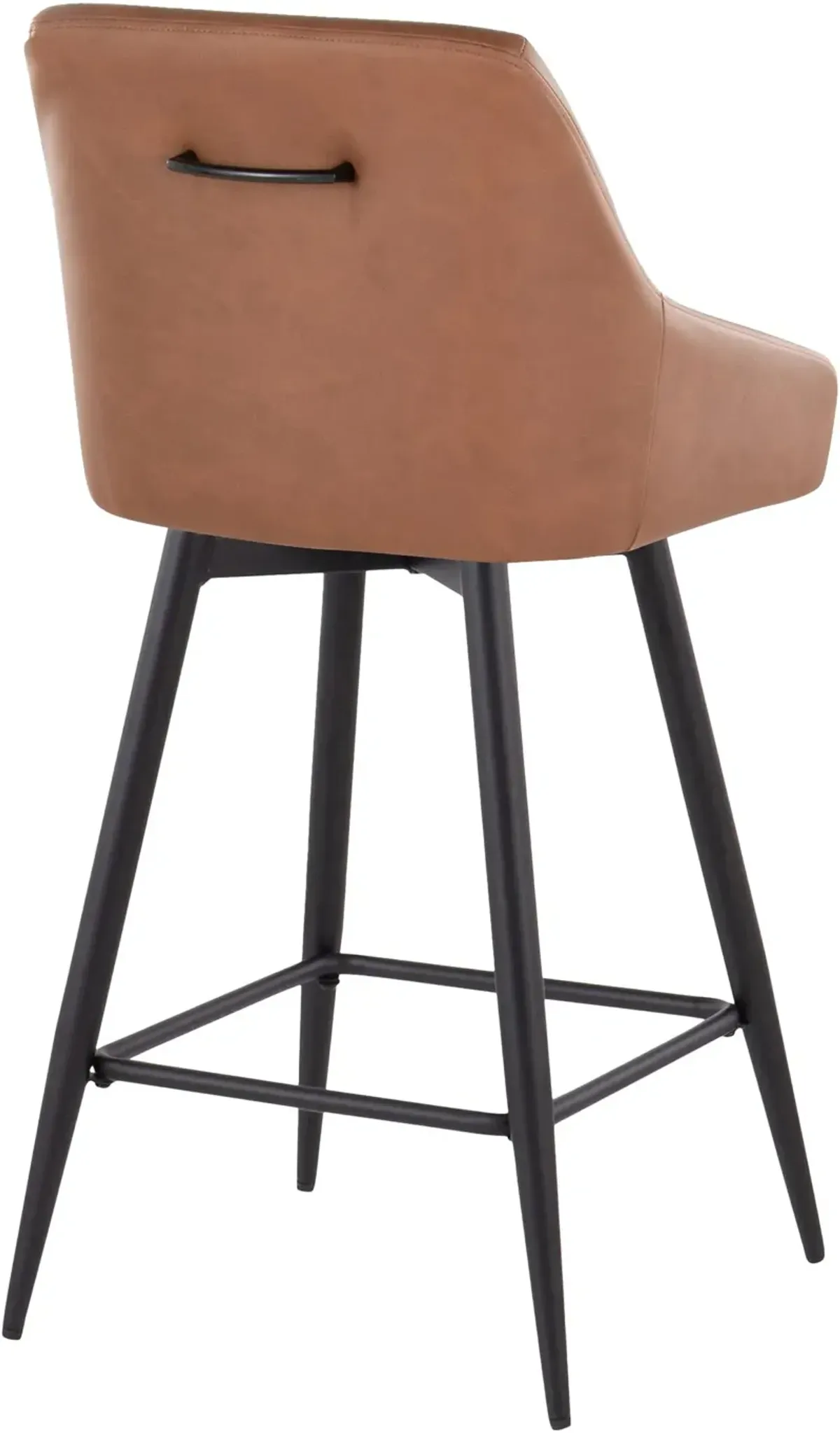 Neo Set of 2 Counter-Height Swivel Stools with Metal Base - Brown Vegan Leather