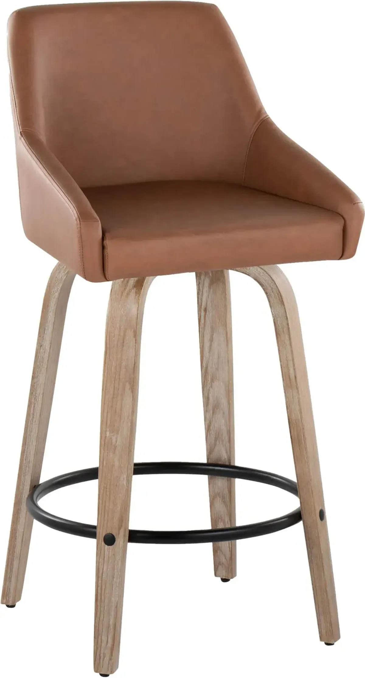 Neo Set of 2 Counter-Height Swivel Stools - Brown Vegan Leather