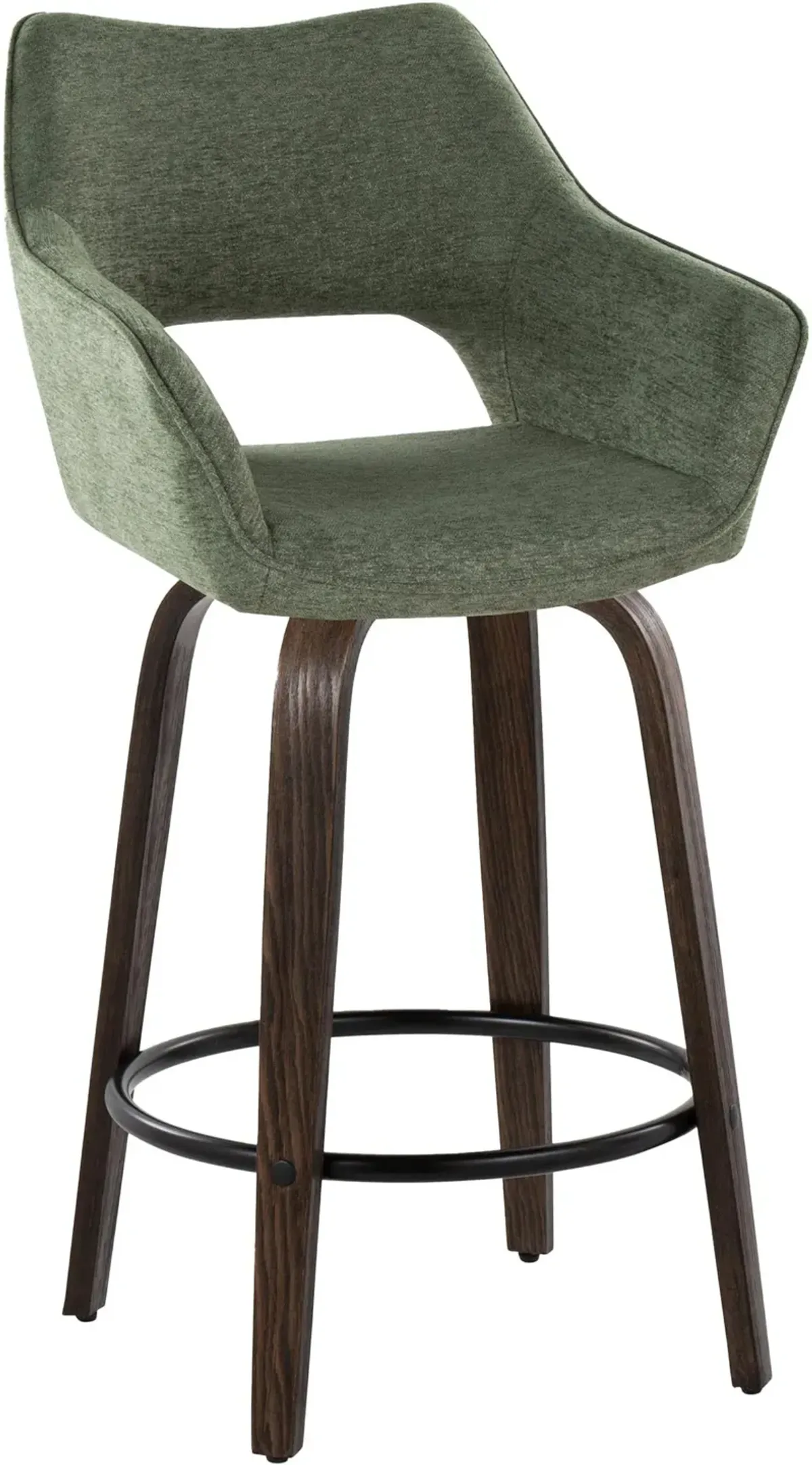 Casio Set of 2 Swivel Counter-Height Stools - Green/Dark Walnut