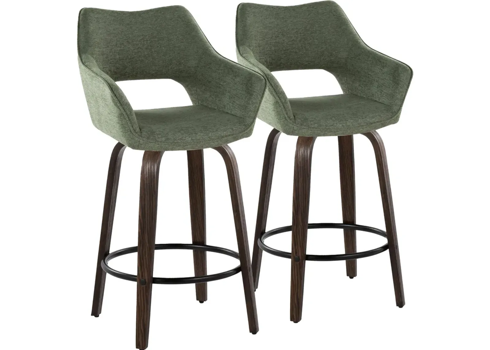 Casio Set of 2 Swivel Counter-Height Stools - Green/Dark Walnut