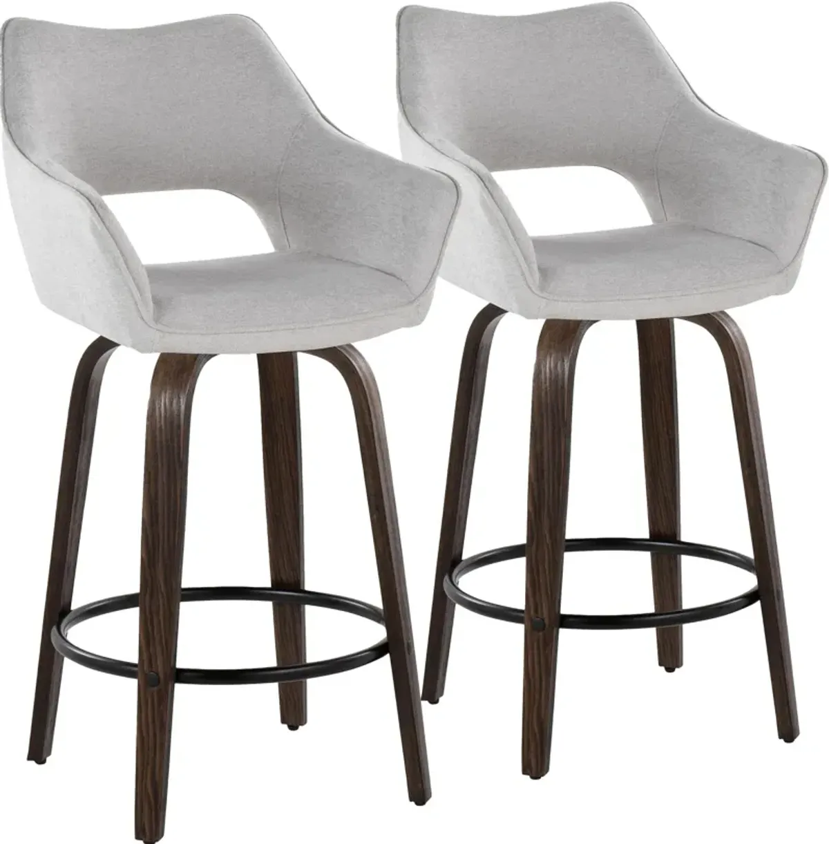 Casio Set of 2 Swivel Counter-Height Stools - Gray/Dark Walnut