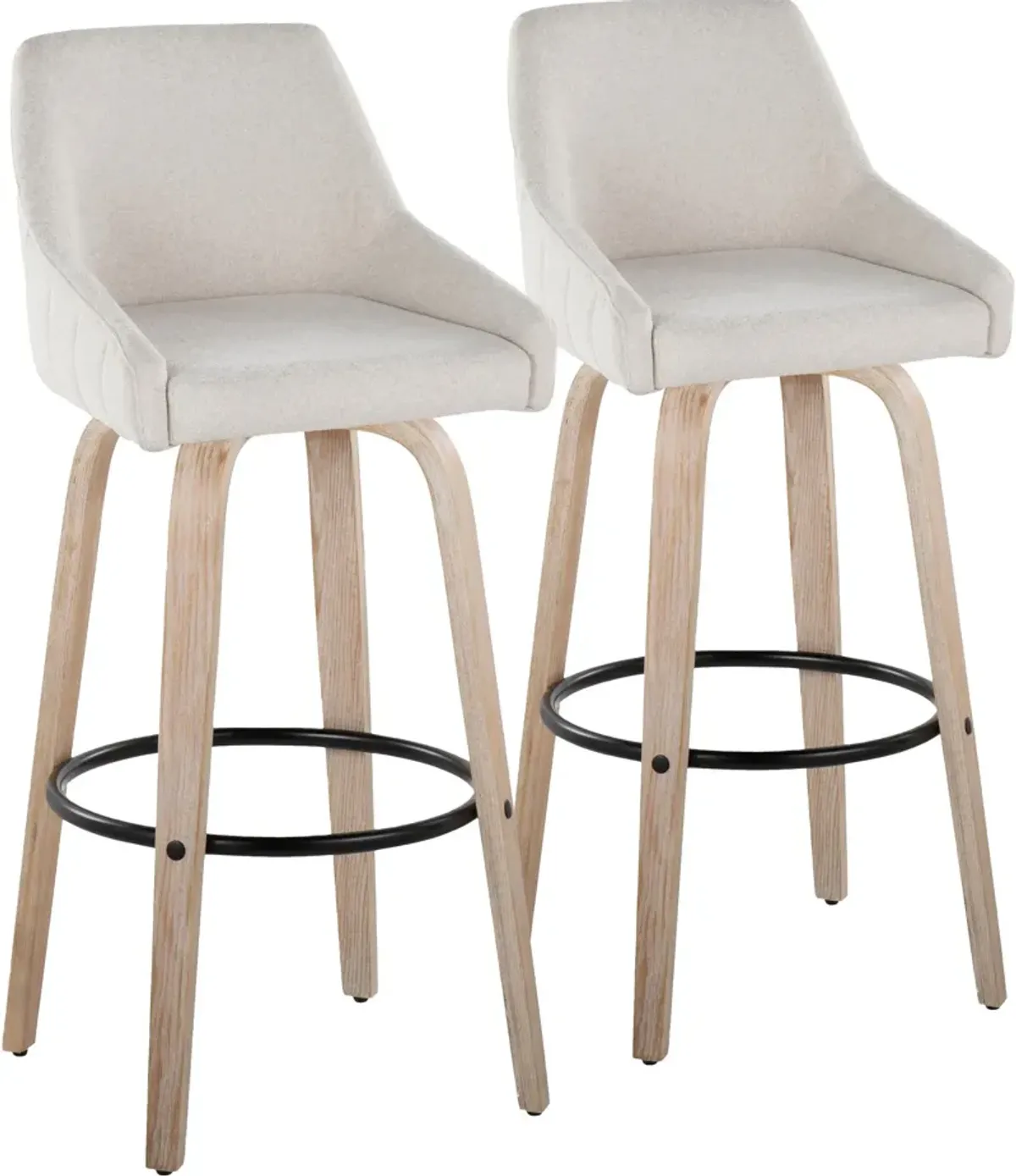 Neo Set of 2 Swivel Bar Stools - Cream