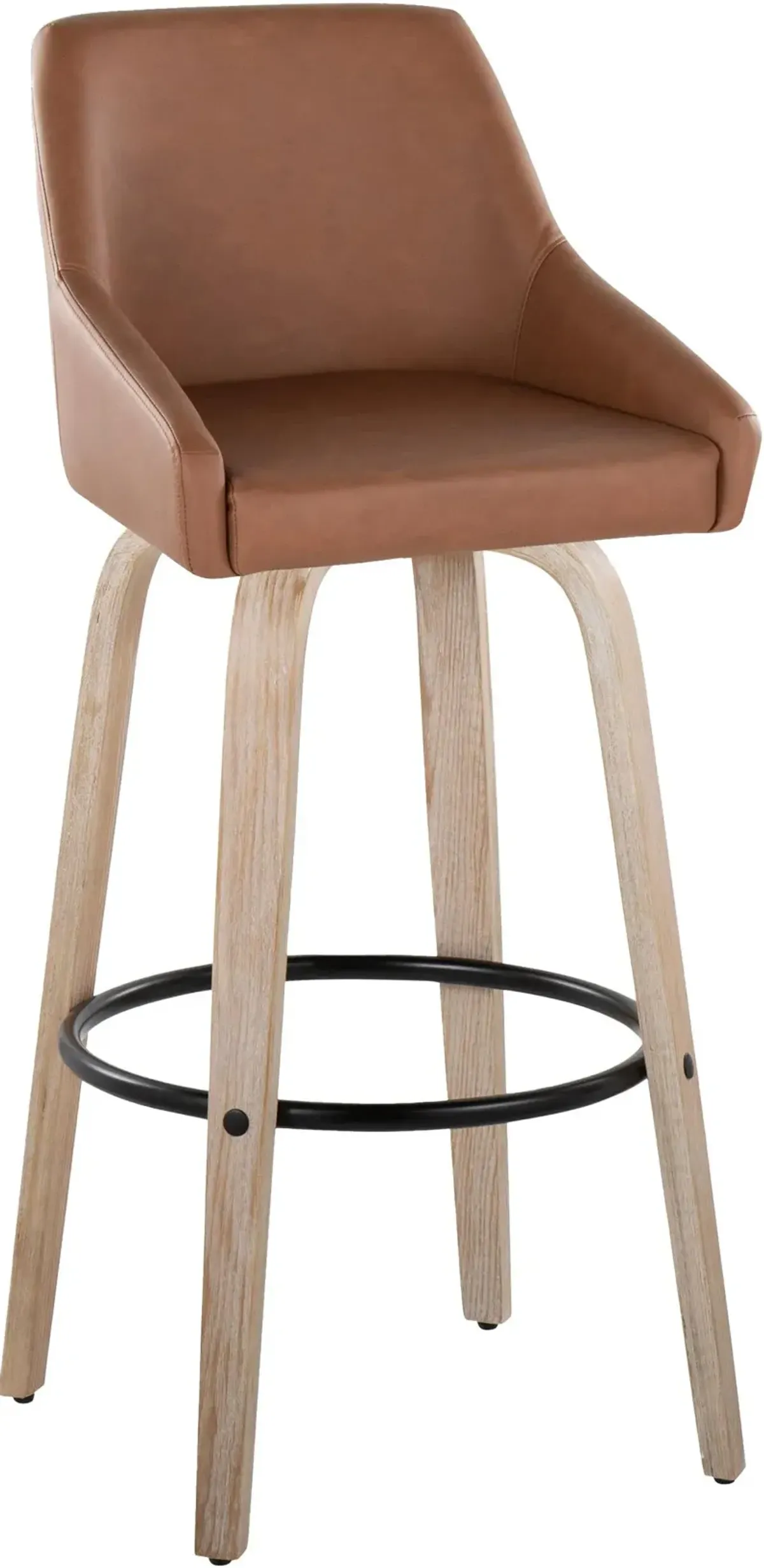 Neo Set of 2 Swivel Bar Stools - Brown Vegan Leather