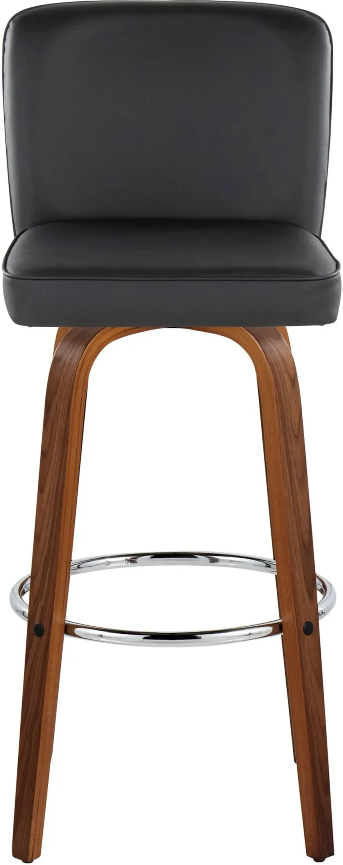 Robby Set of 2 Swivel Bar Stools - Black Vegan Leather