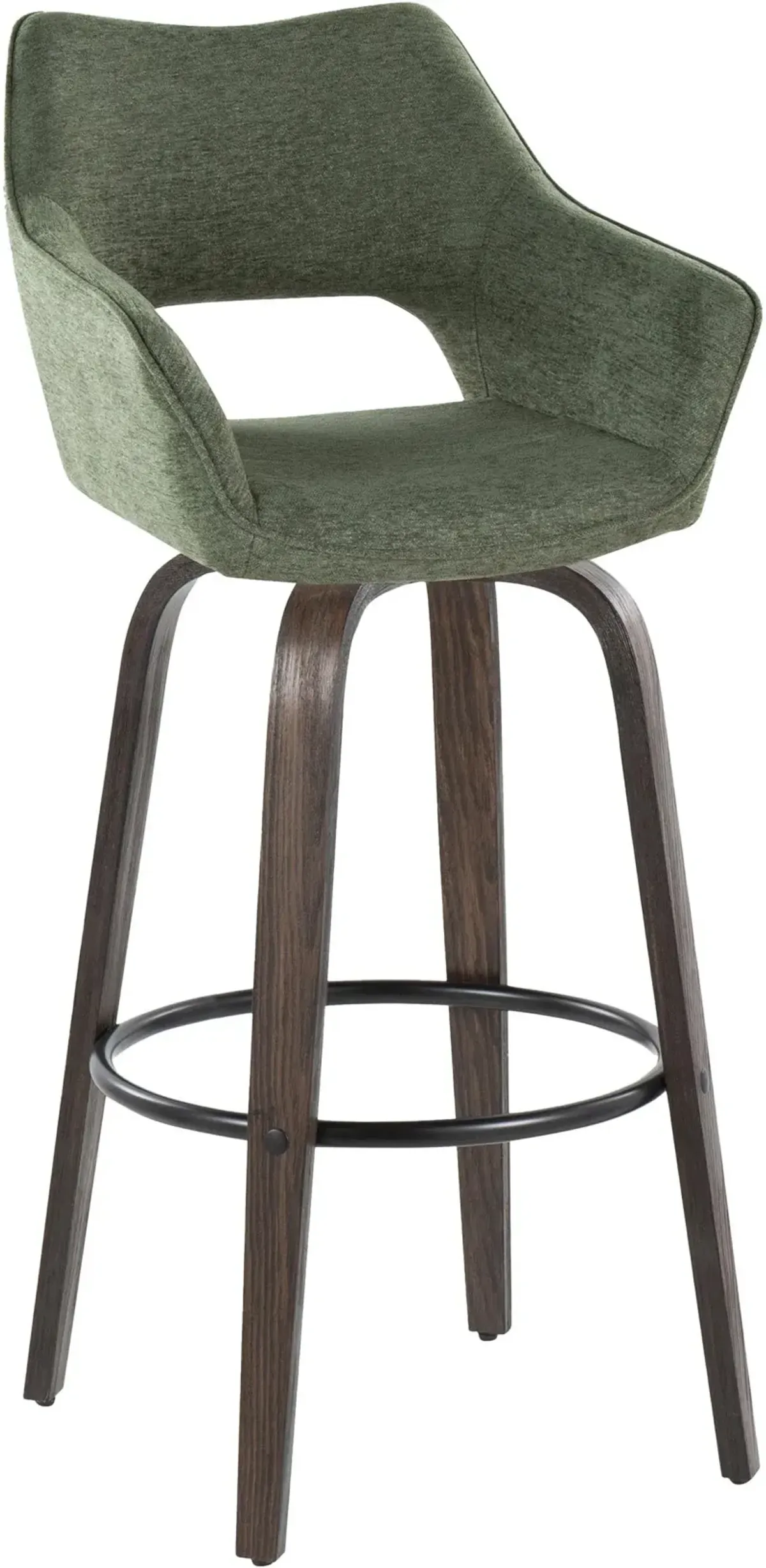 Casio Set of 2 Swivel Bar Stools - Green/Dark Walnut