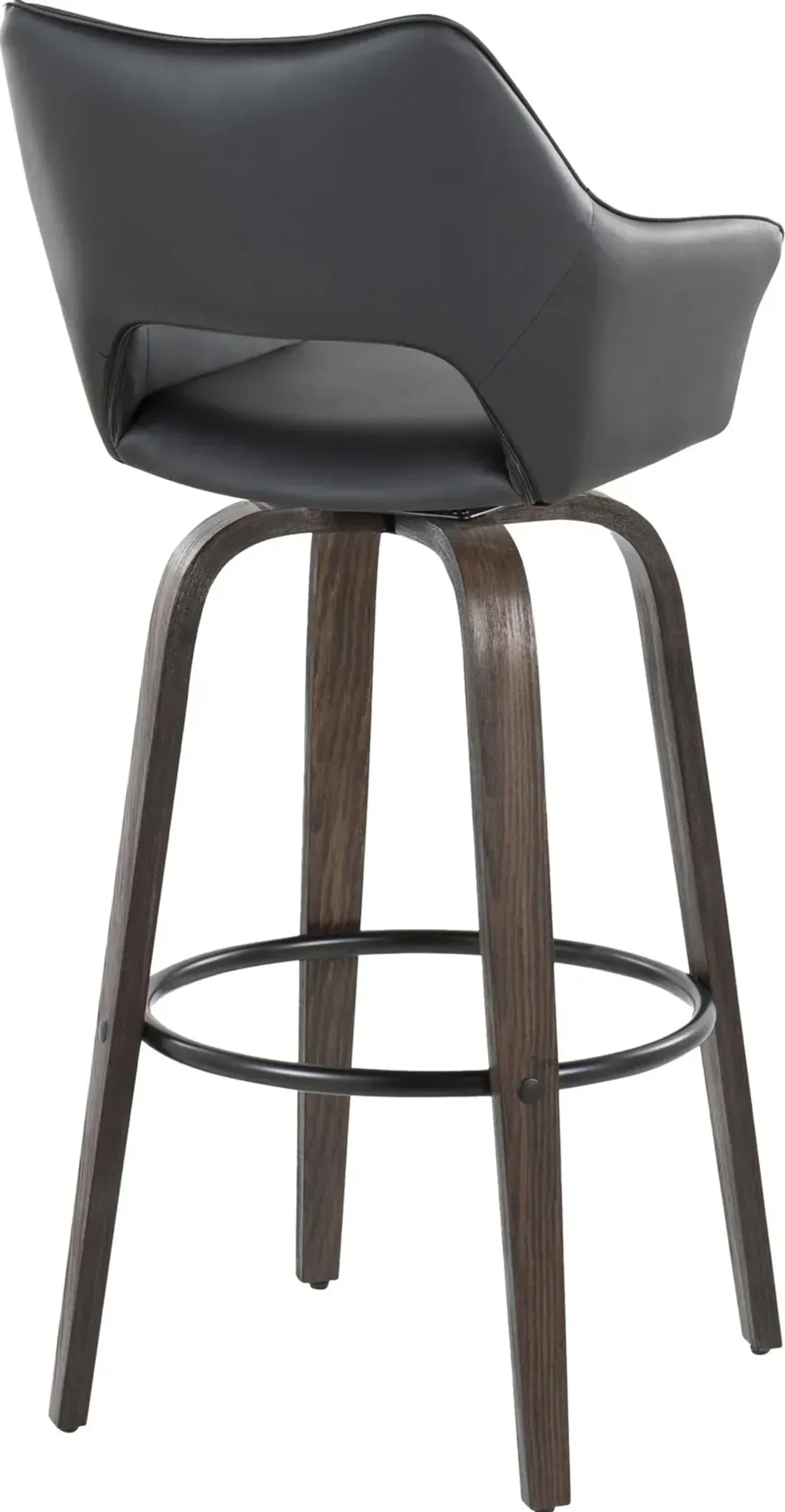 Casio Set of 2 Swivel Bar Stools - Black Vegan Leather/Dark Walnut