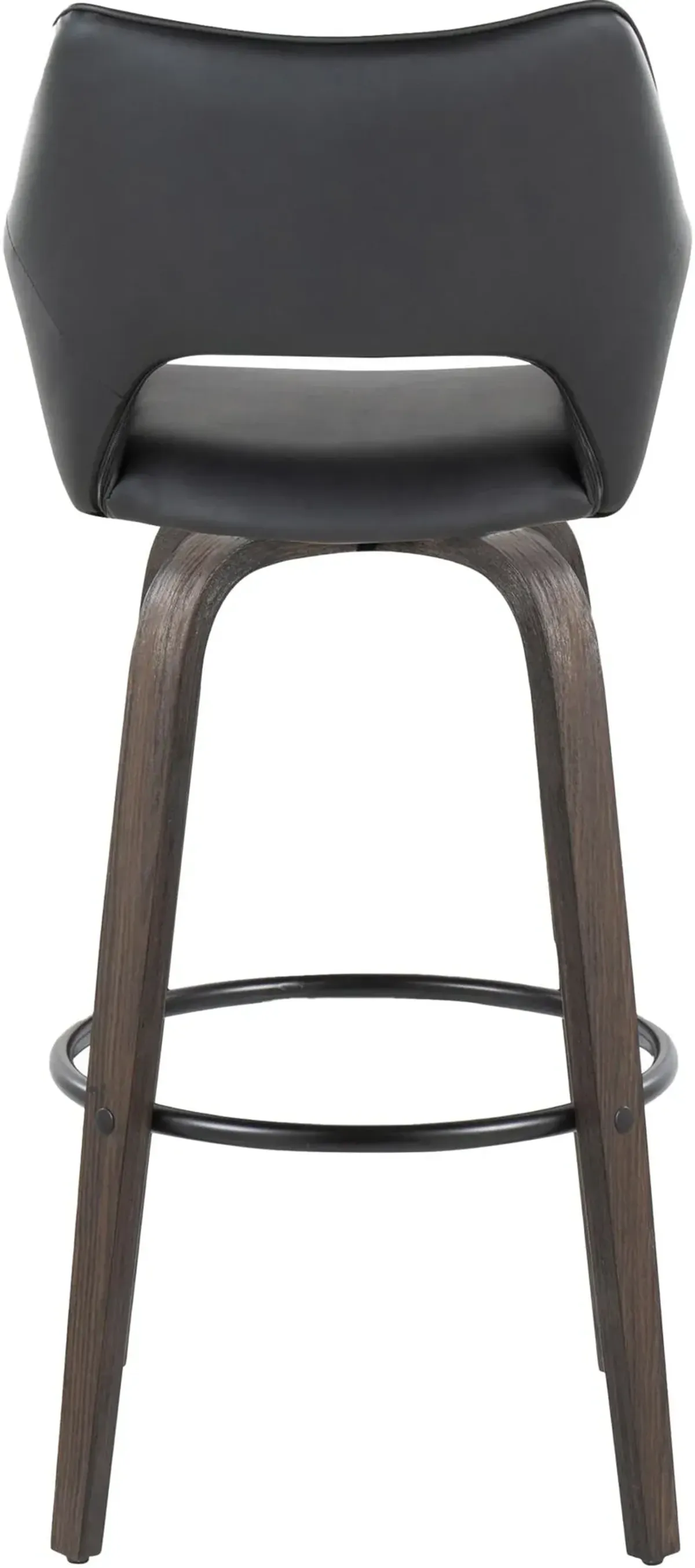 Casio Set of 2 Swivel Bar Stools - Black Vegan Leather/Dark Walnut