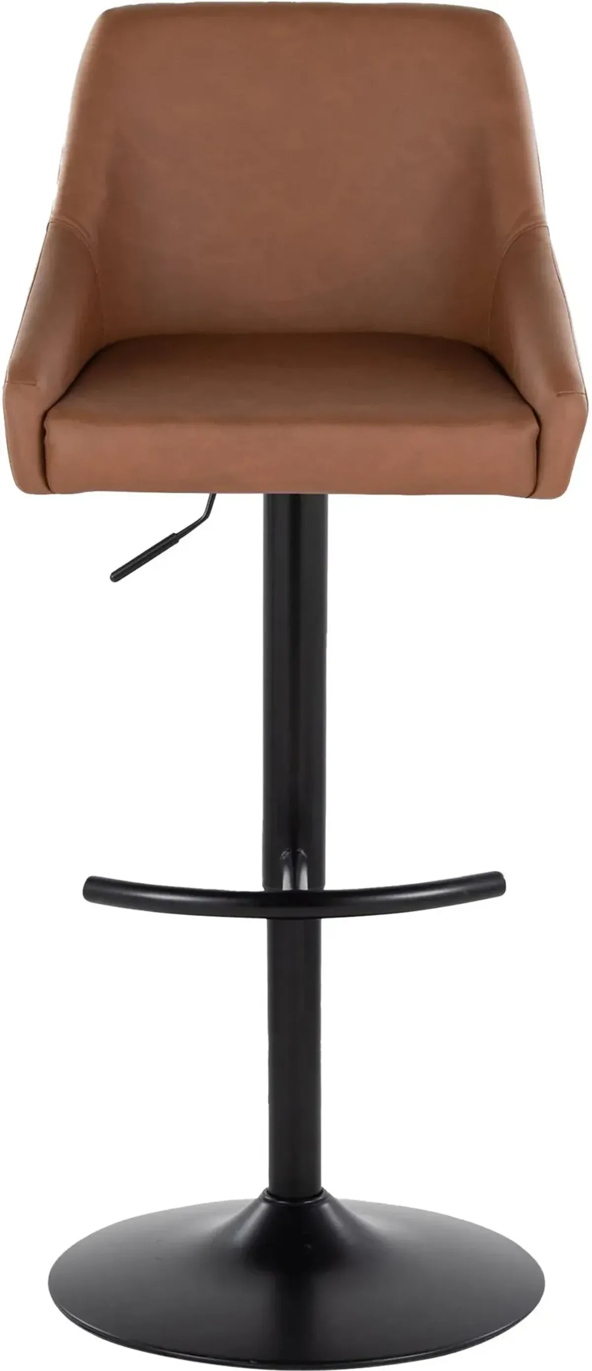 Neo Set of 2 Adjustable Swivel Bar Stools - Brown Vegan Leather/Black