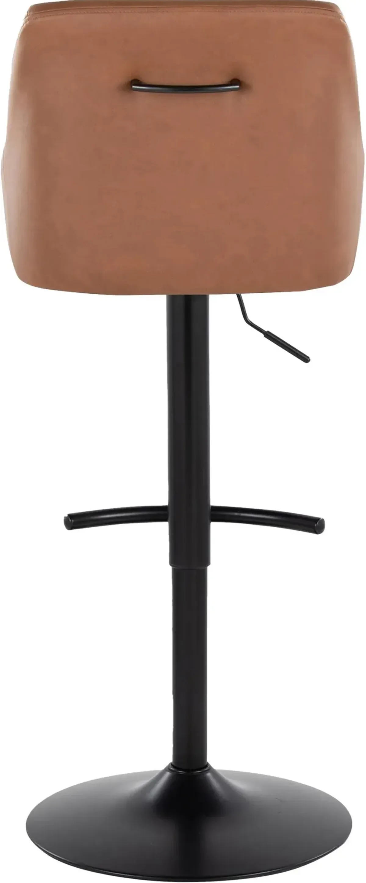 Neo Set of 2 Adjustable Swivel Bar Stools - Brown Vegan Leather/Black