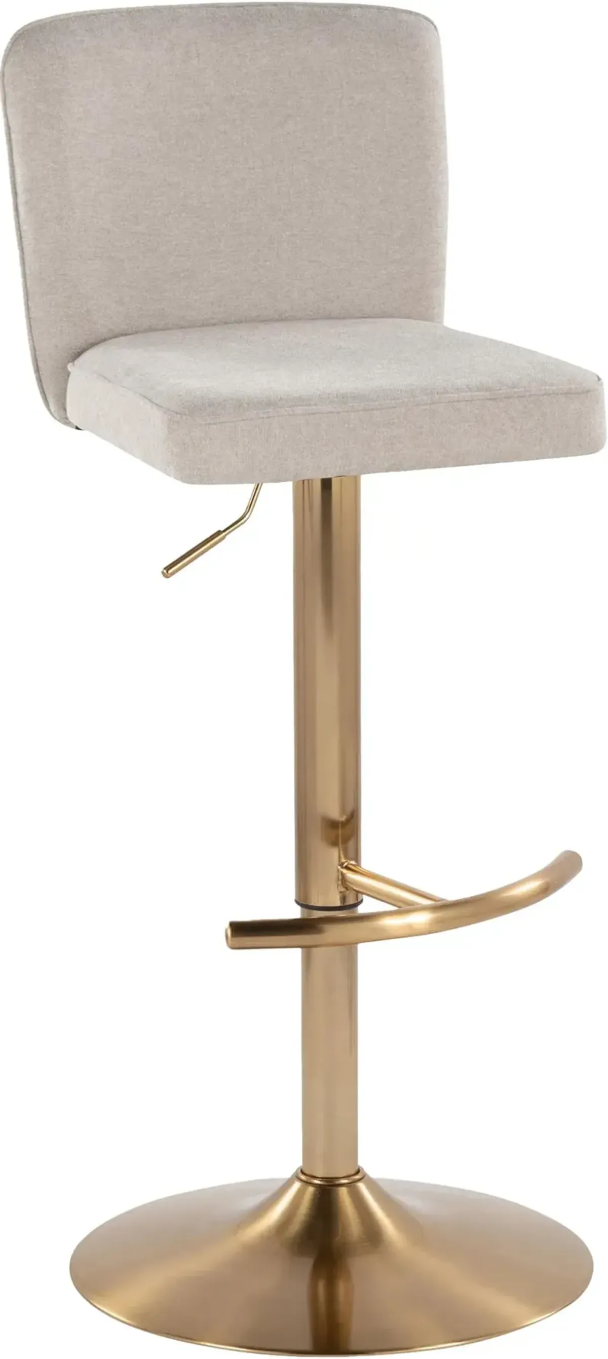 Robby Set of 2 Adjustable Swivel Bar Stools - Beige/Gold