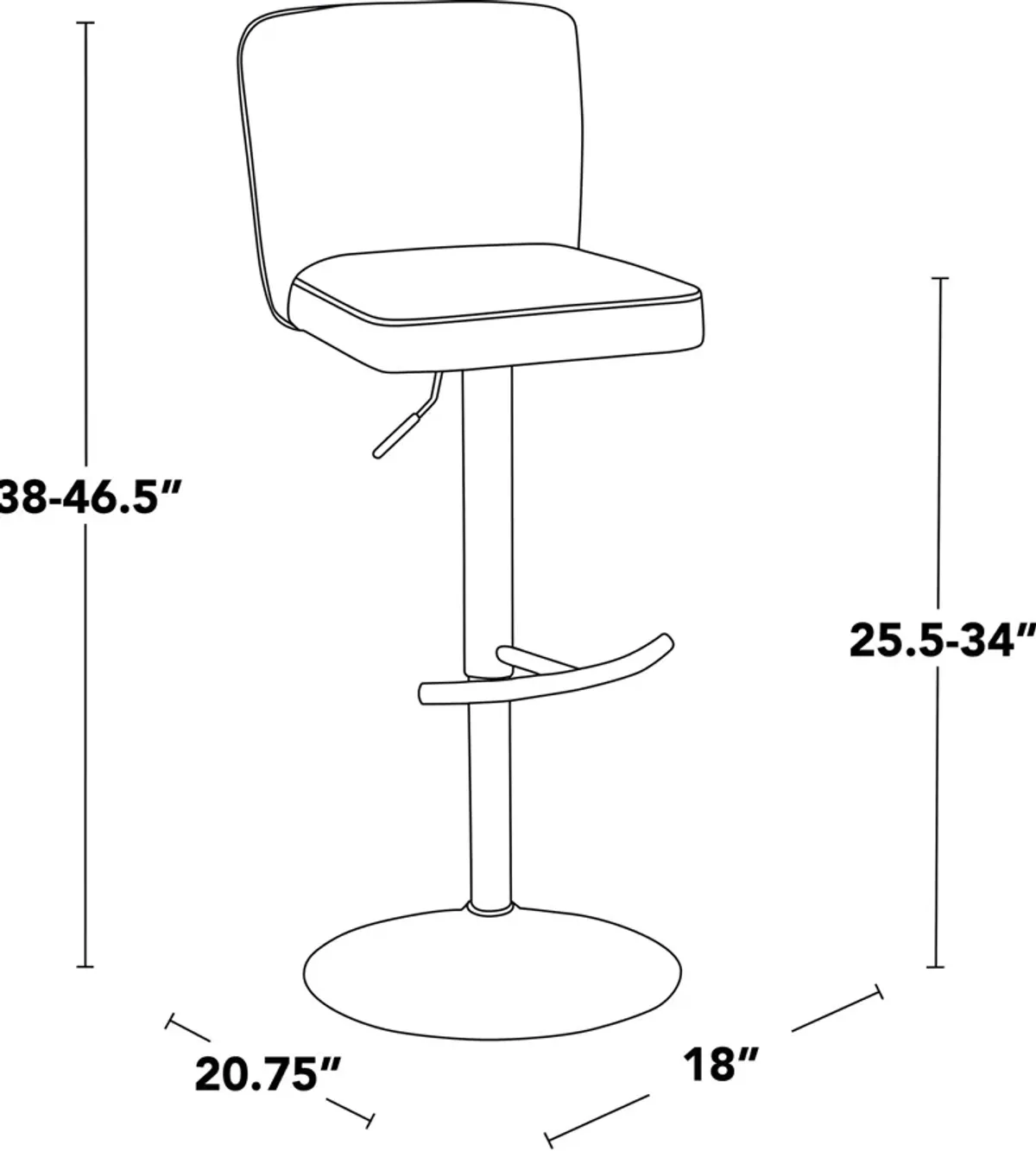 Robby Set of 2 Adjustable Swivel Bar Stools - White/Black