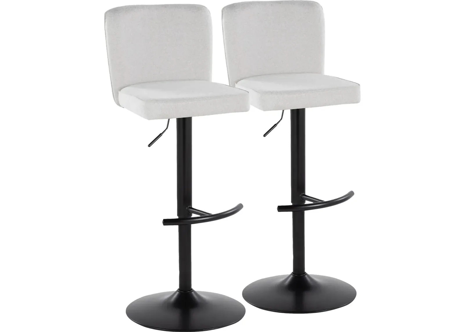 Robby Set of 2 Adjustable Swivel Bar Stools - White/Black