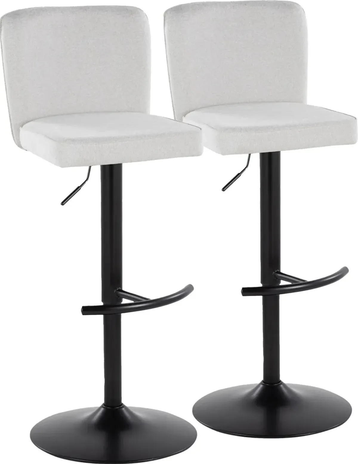 Robby Set of 2 Adjustable Swivel Bar Stools - White/Black