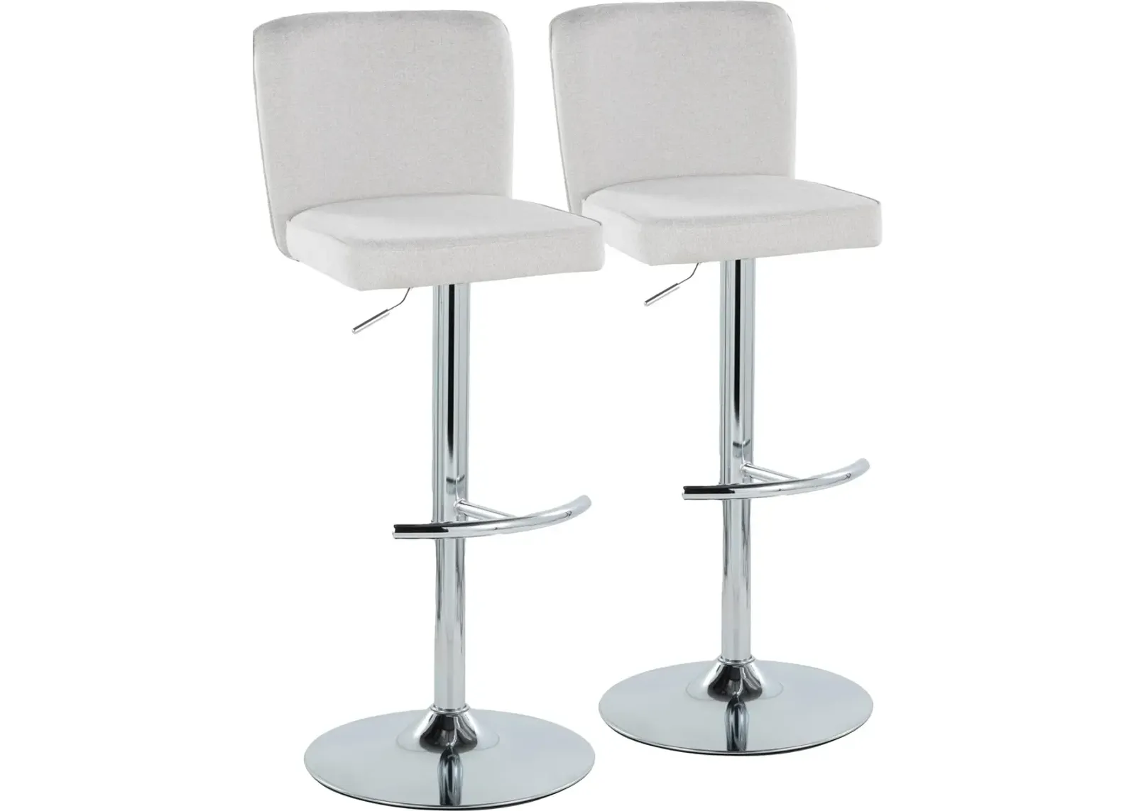 Robby Set of 2 Adjustable Swivel Bar Stools - White/Chrome