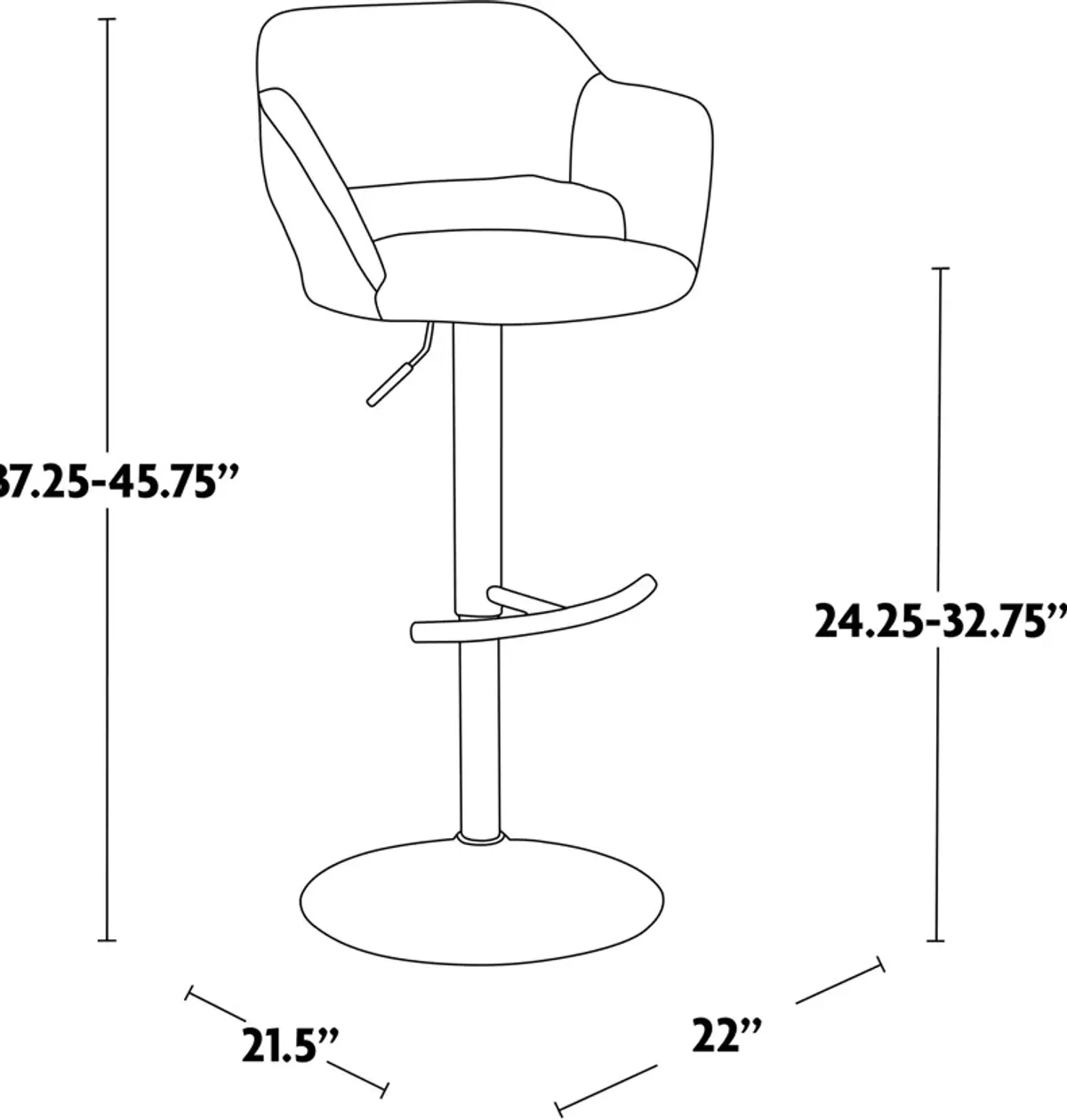 Daina Set of 2 Adjustable Swivel Bar Stools - Black/Chrome