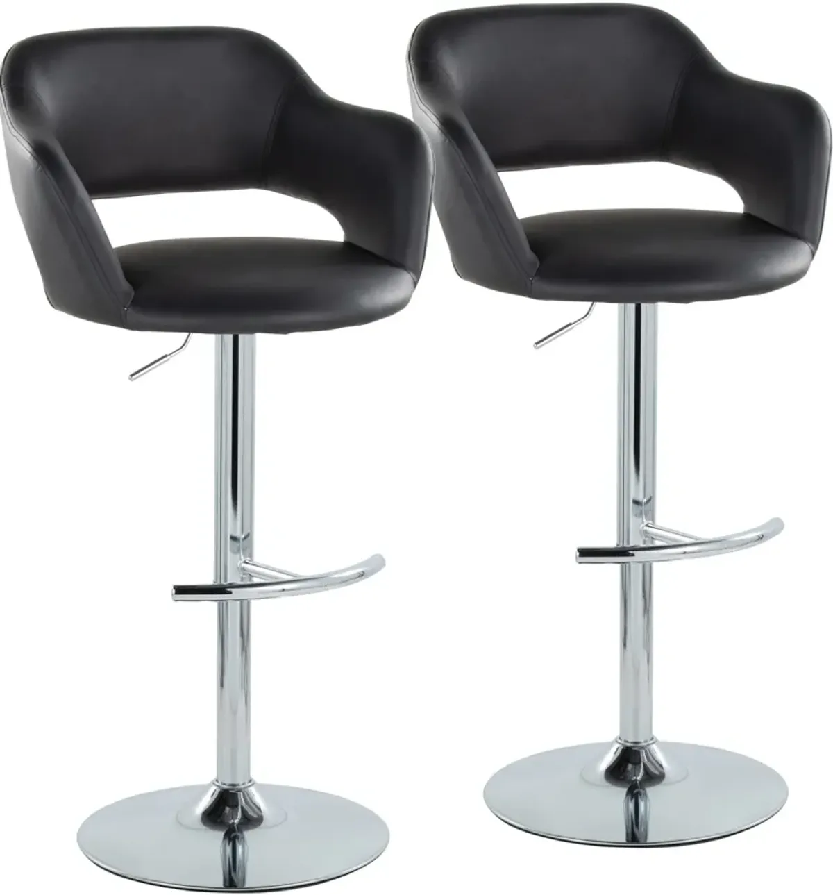 Daina Set of 2 Adjustable Swivel Bar Stools - Black/Chrome