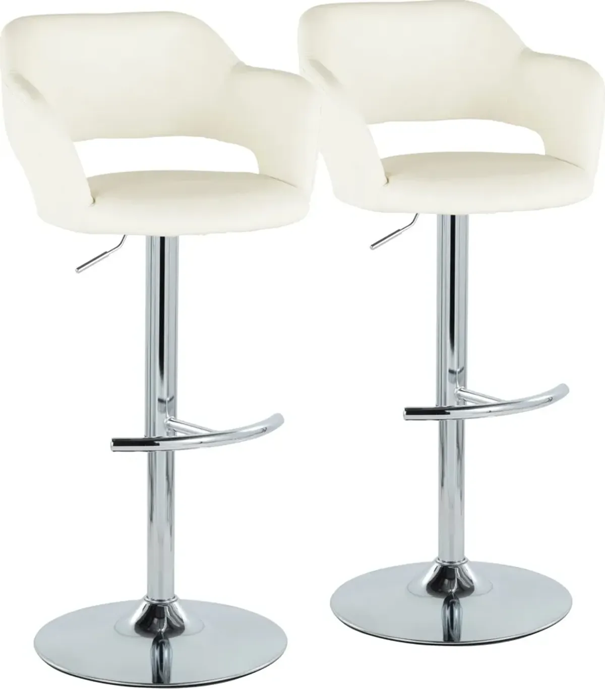 Daina Set of 2 Adjustable Swivel Bar Stools - Cream/Chrome