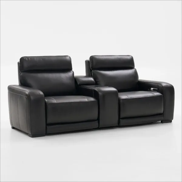 Summit Triple-Power 3-Piece Reclining Sofa with Immersive Sound and Console - Black