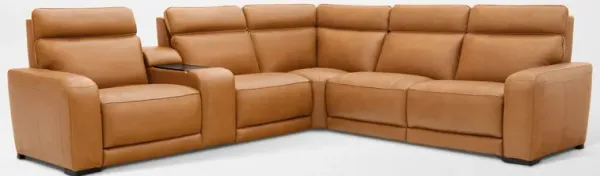 Summit Triple-Power 6-Piece Reclining Sectional with Immersive Sound and Console - Tan